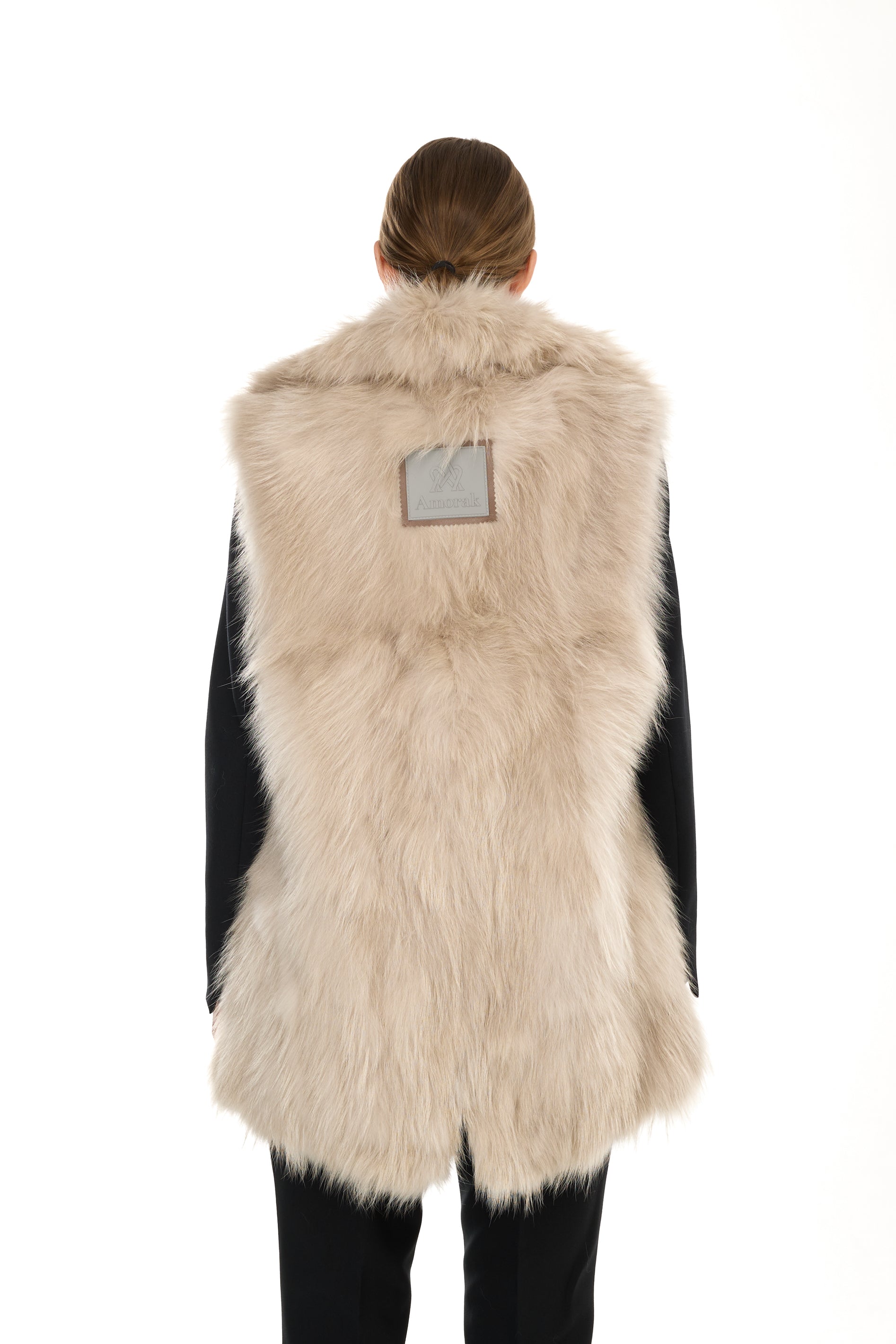 Parka Elegant BEIGE con Collo Alto e Gilet in pelliccia Removibile