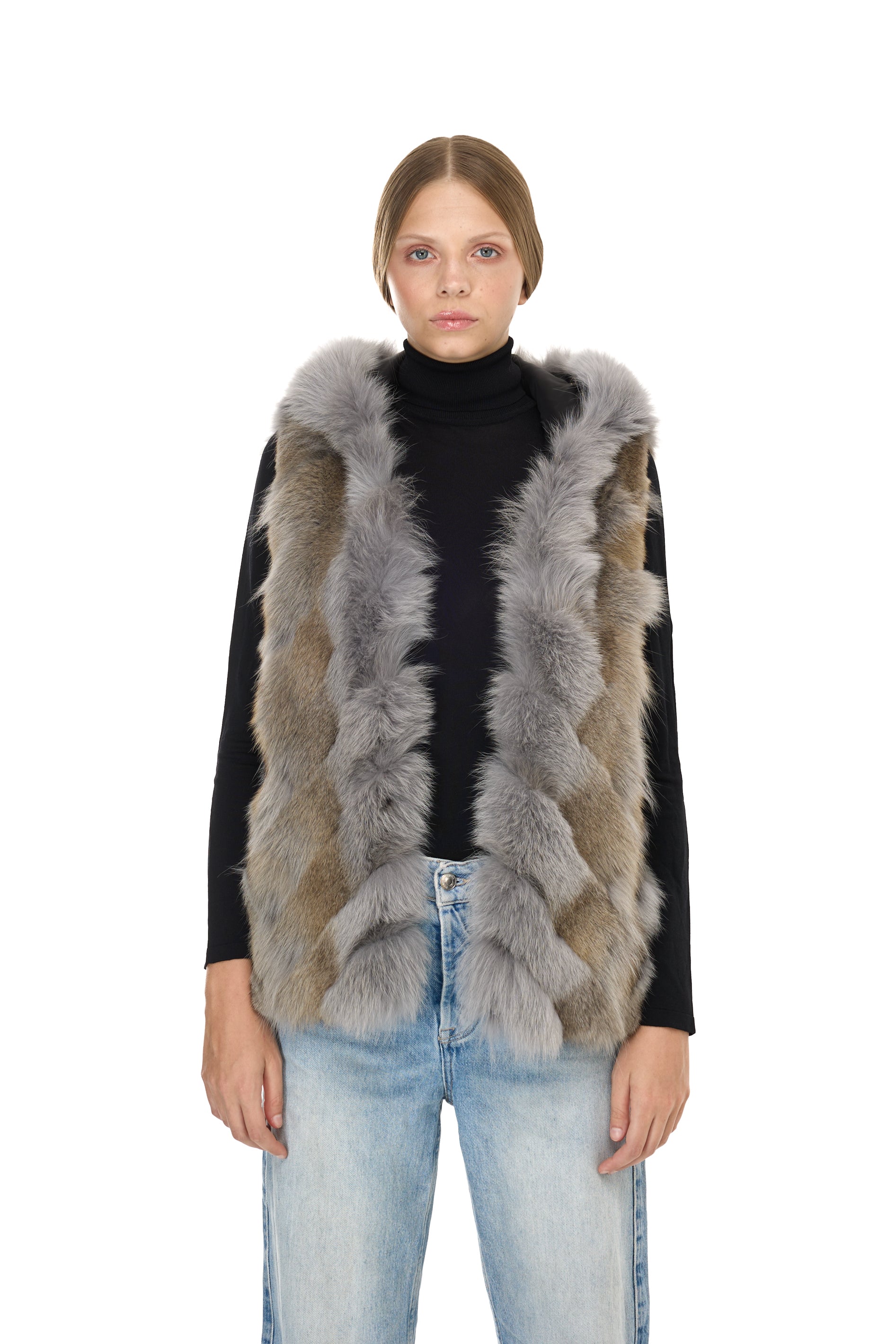 Parka short Urban GREY in Misto Cotone Impermeabile con Gilet in coyote