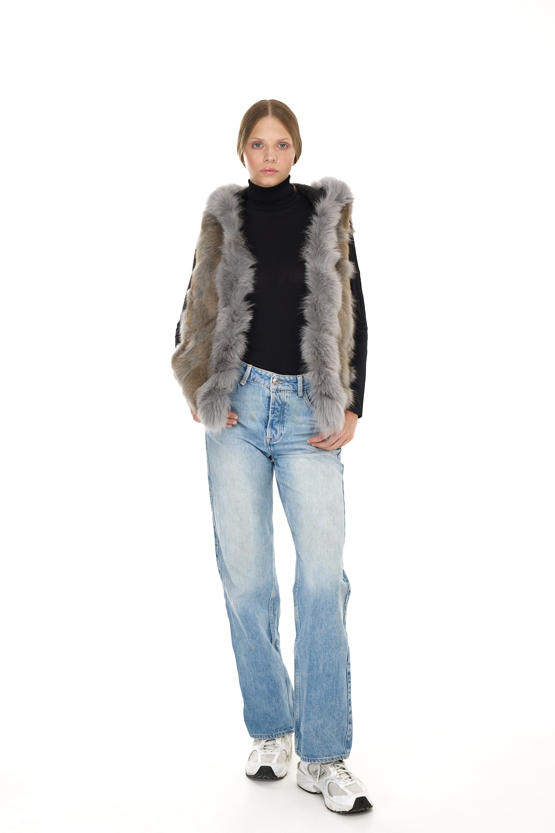 Parka short Urban GREY in Misto Cotone Impermeabile con Gilet in coyote