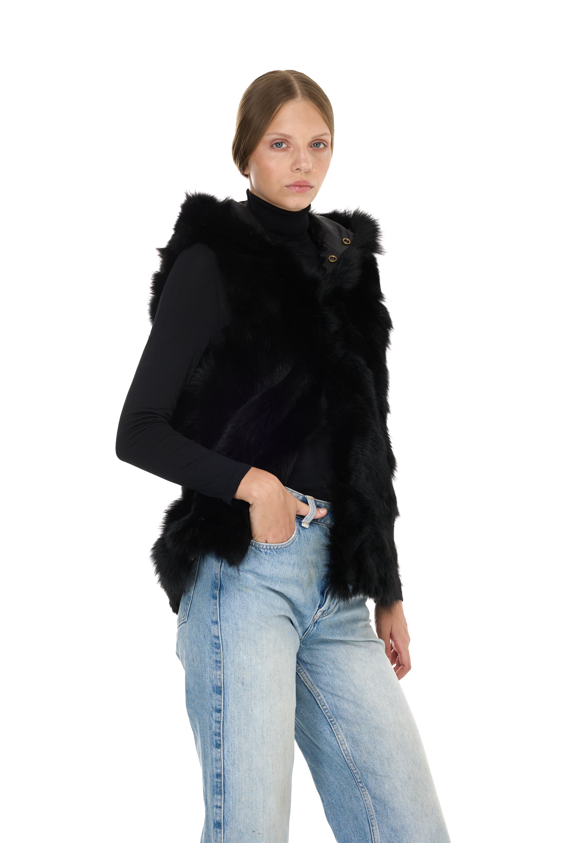 Parka short Urban BLACK in Misto Cotone Impermeabile con Gilet