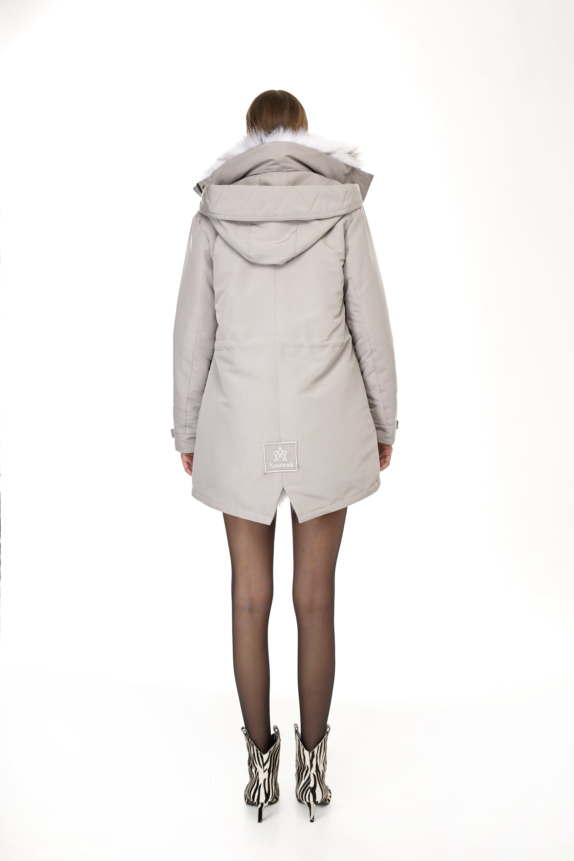 Parka Elegant FOX LINX con Collo Alto e Gilet in pelliccia Removibile