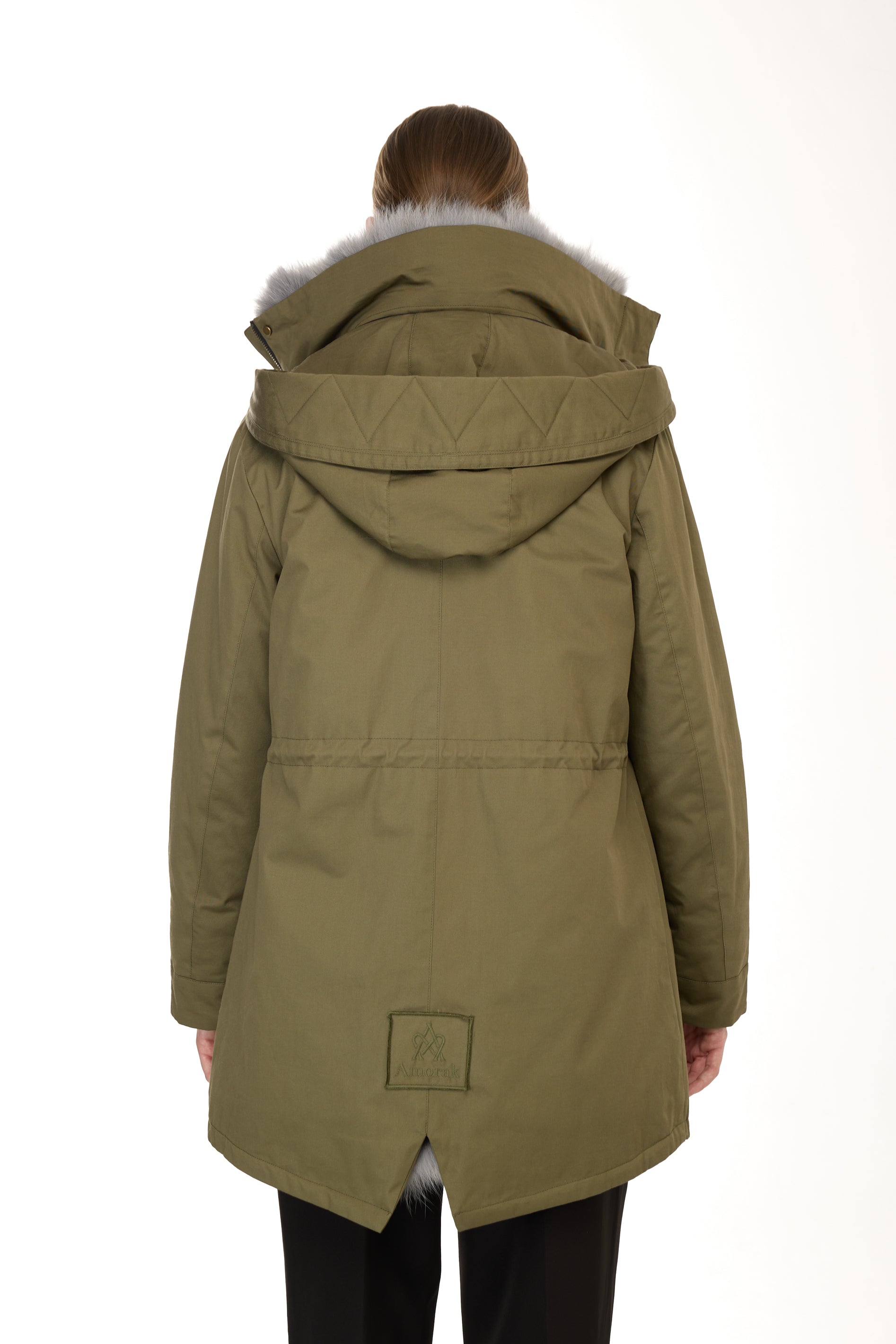 Parka Elegant GREY con Collo Alto e Gilet in pelliccia Removibile
