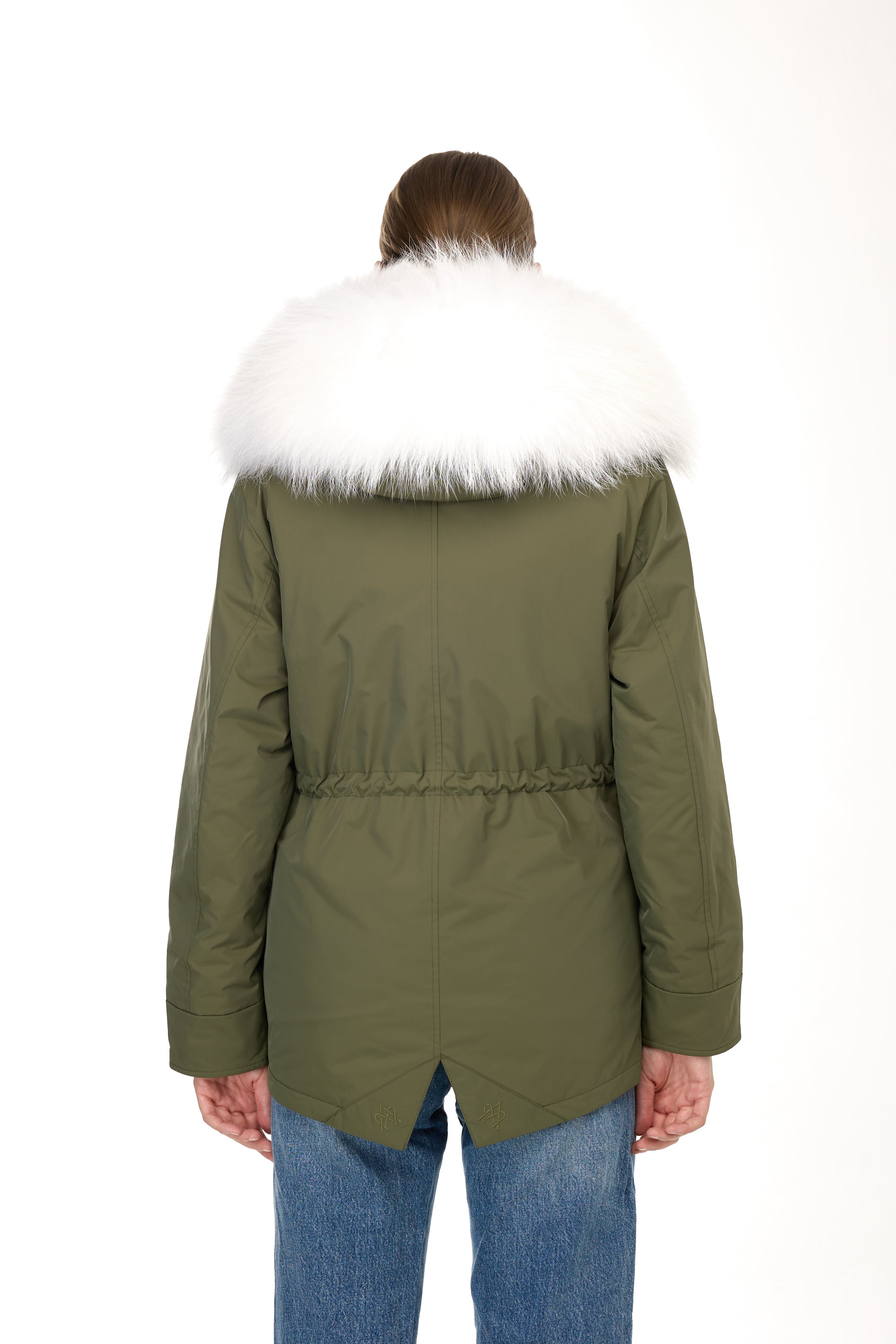 Parka short Urban WHITE in Misto Cotone Impermeabile con Gilet in coyote