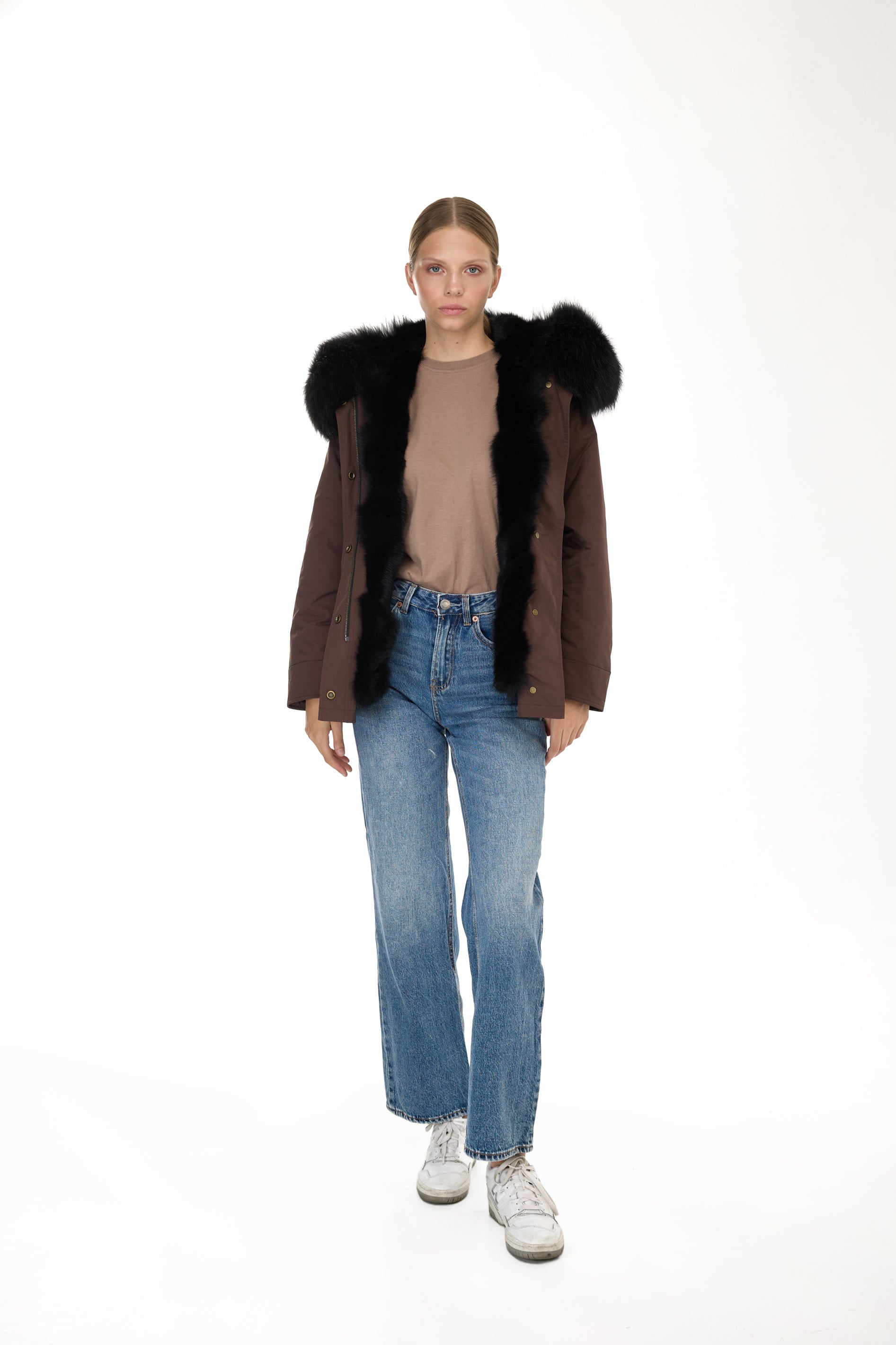 Parka short Urban BLACK in Misto Cotone Impermeabile con Gilet