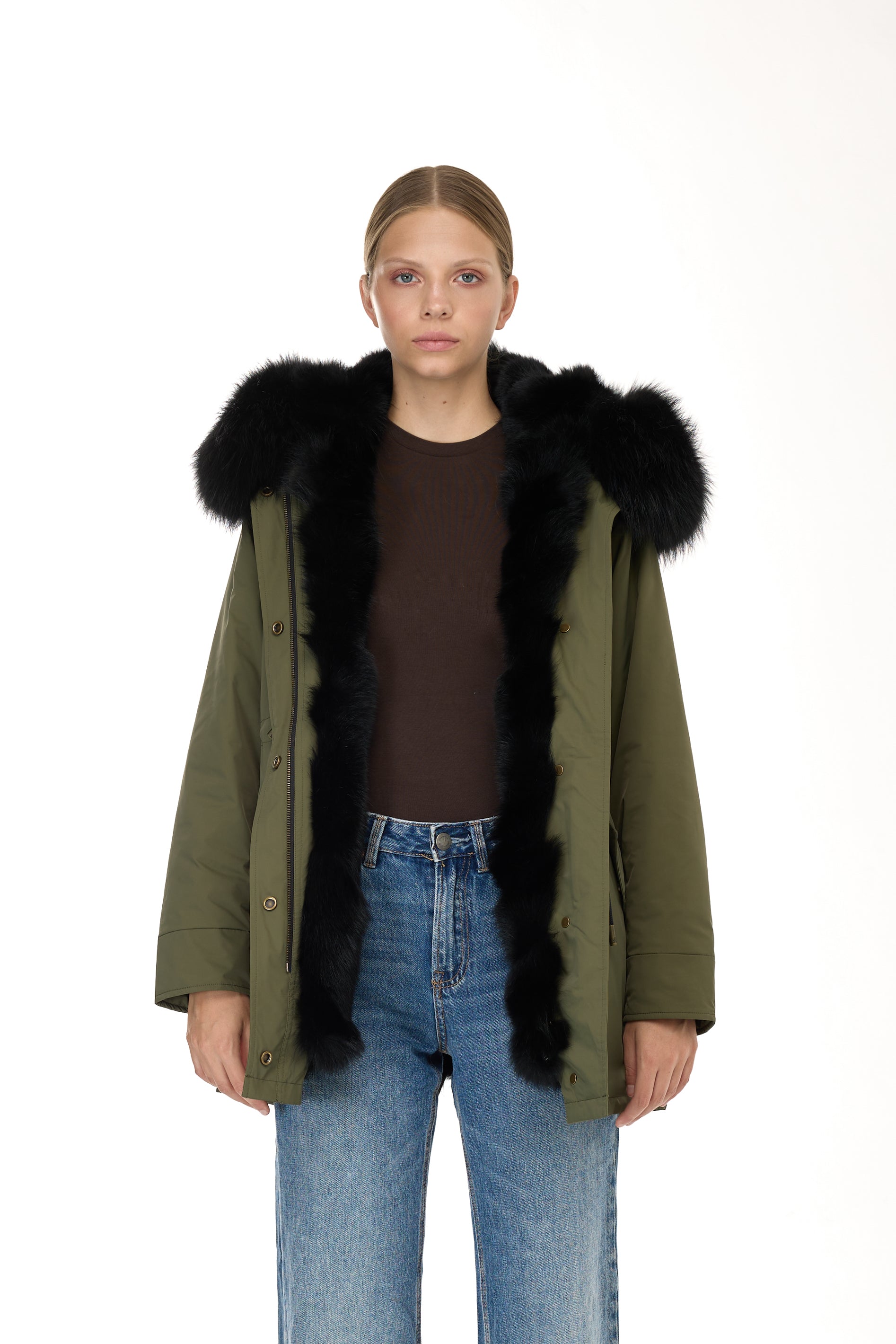 Parka long Urban BLACK in Misto Cotone Impermeabile con Gilet