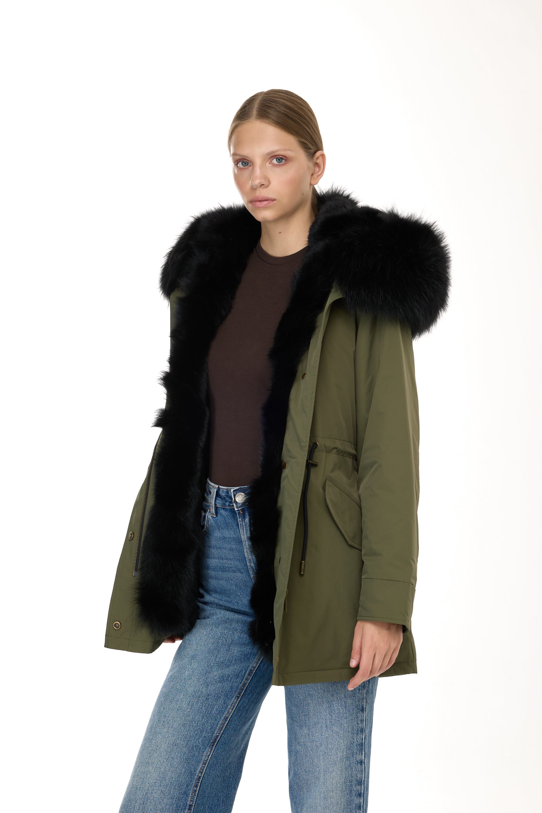 Parka long Urban BLACK in Misto Cotone Impermeabile con Gilet