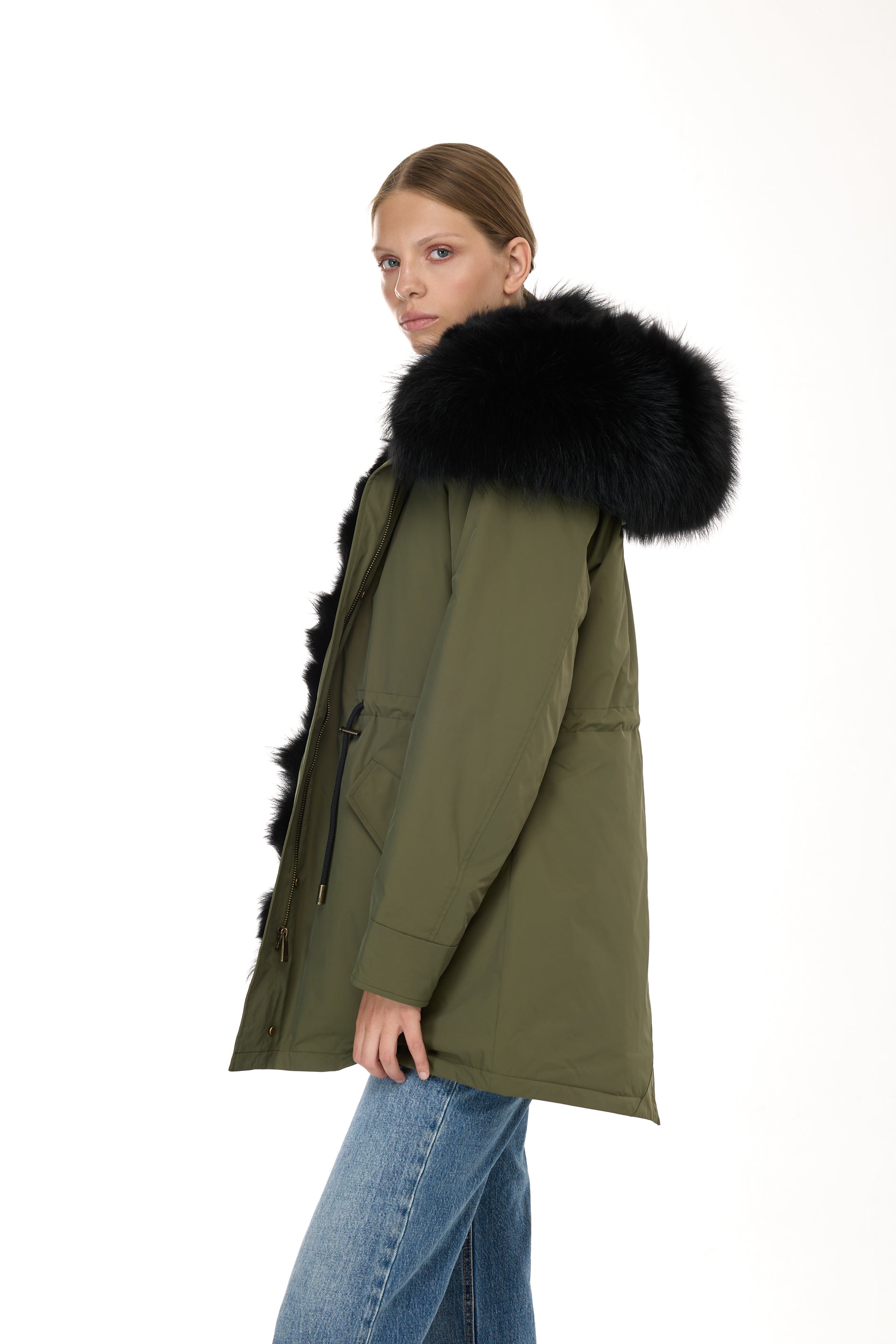 Parka long Urban BLACK in Misto Cotone Impermeabile con Gilet