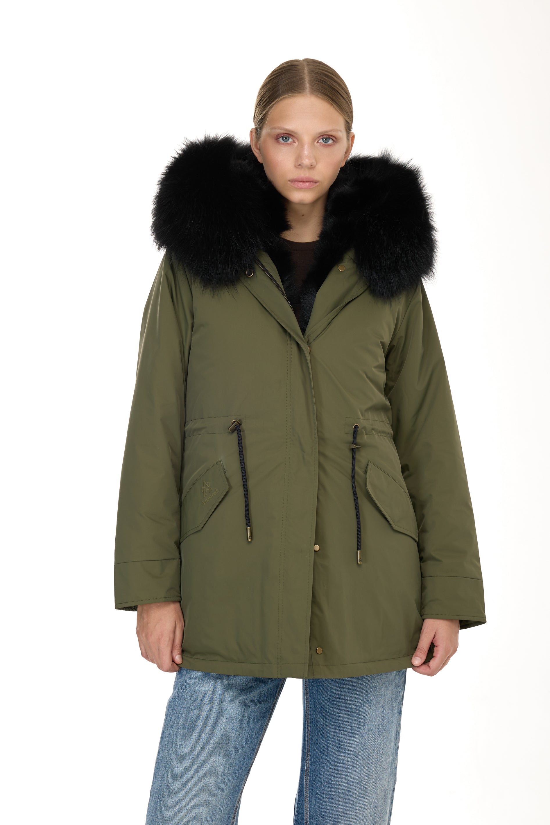 Parka long Urban BLACK in Misto Cotone Impermeabile con Gilet