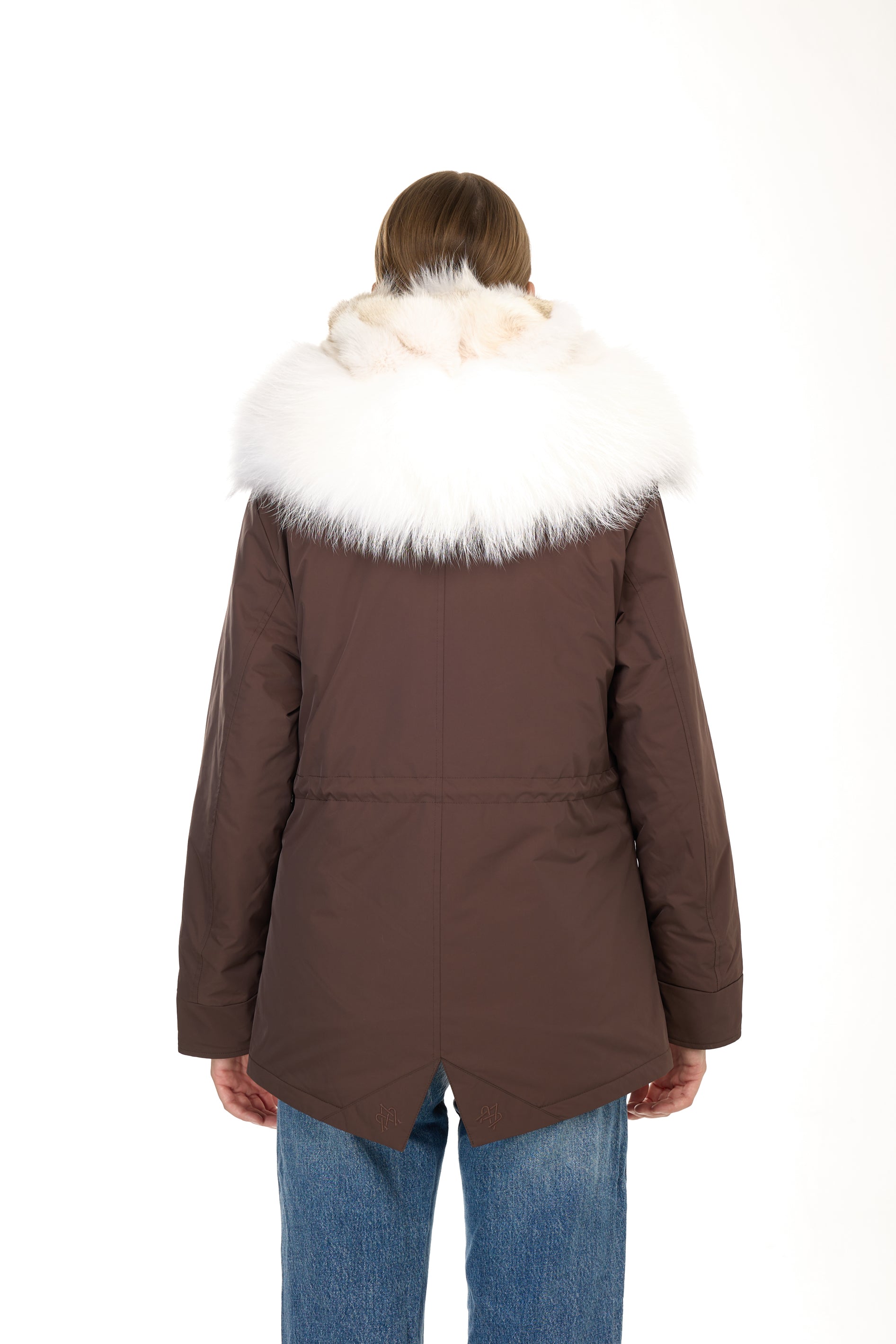 Parka short Urban WHITE in Misto Cotone Impermeabile con Gilet in coyote