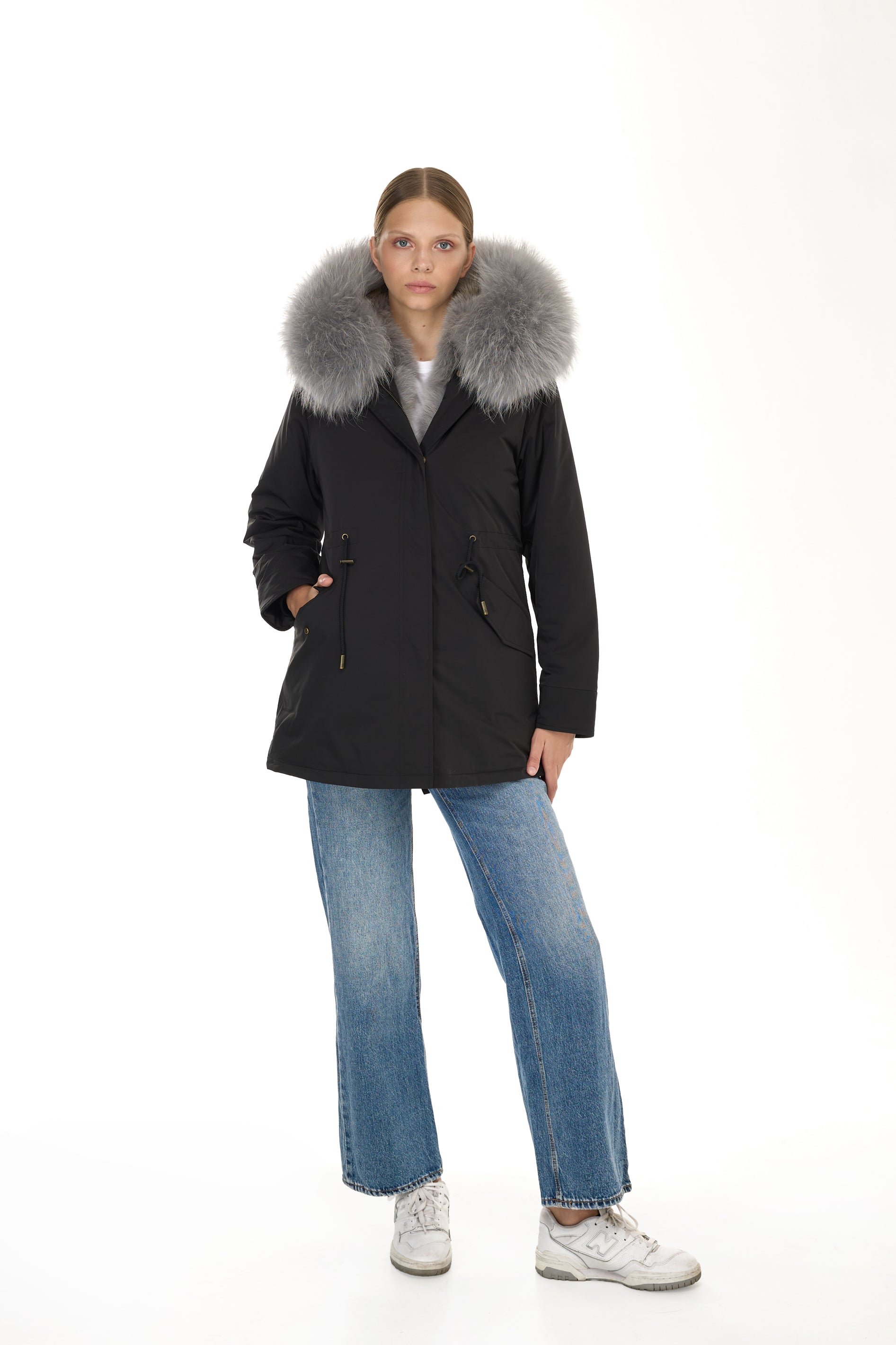 Parka long Urban GREY in Misto Cotone Impermeabile con Gilet in Coyote