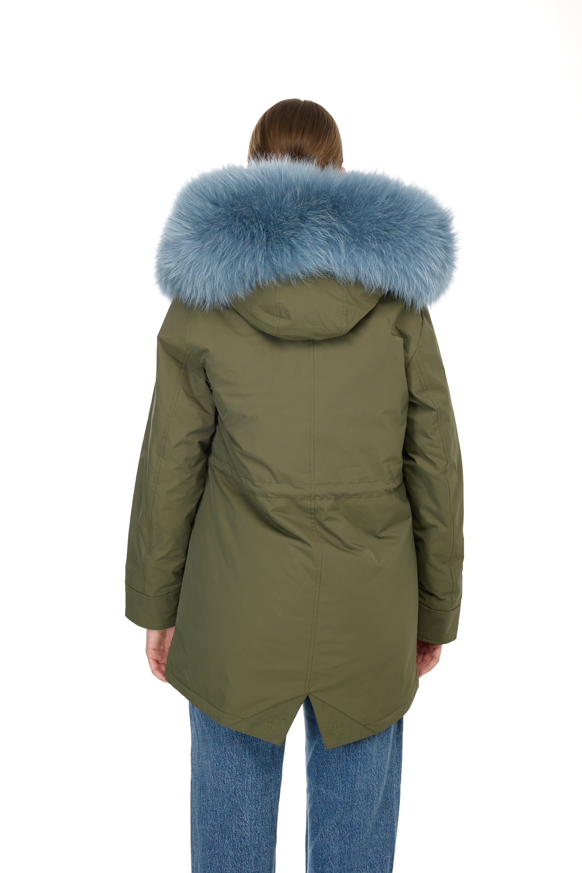 Parka long Urban GREYISH BLU in Misto Cotone Impermeabile con Gilet in Coyote