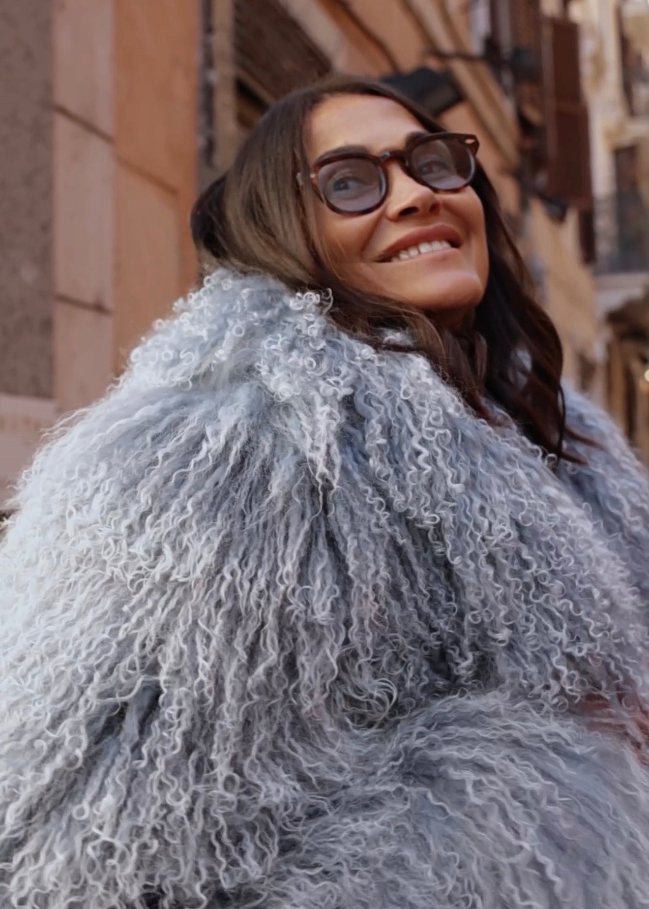 Mongolia shearling Coat Sky blue