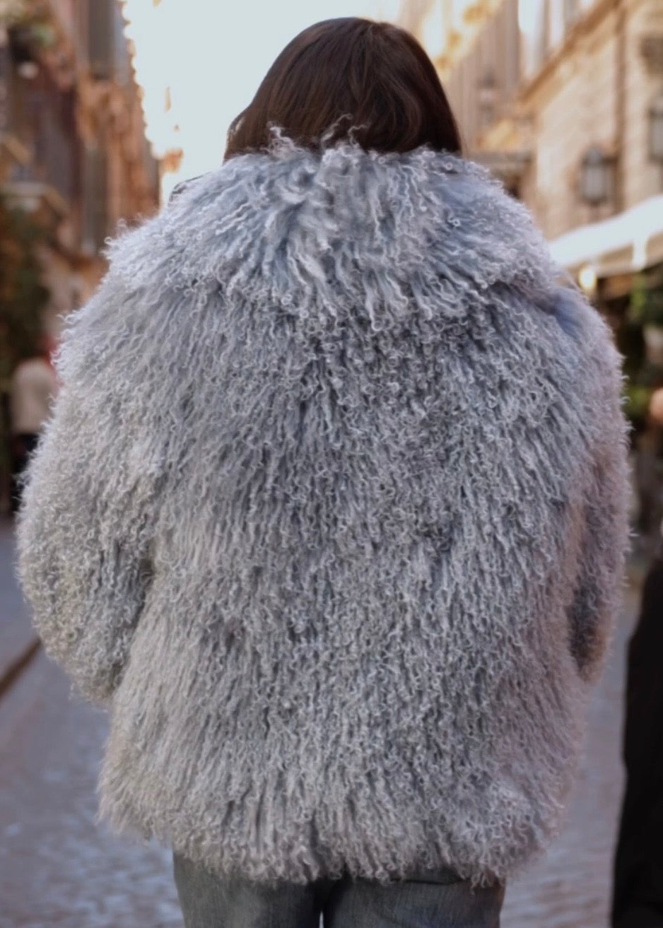 Mongolia shearling Coat Sky blue
